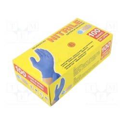 1 pcg x PG TOOLS - 506.21 - Protective gloves, Size: 9,L, blue, nitryl, 100pcs.