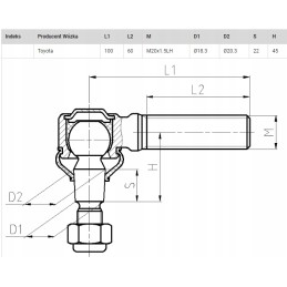 Rod end toyota 5 6 fg m20x1 5 trolley left