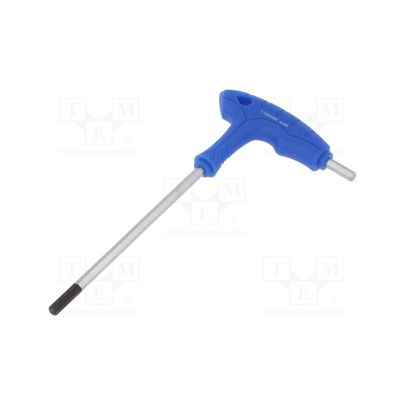 1 pcs x KING TONY - 116504MR - Wrench, hex key, HEX 4mm, Overall len: 145mm, tool steel