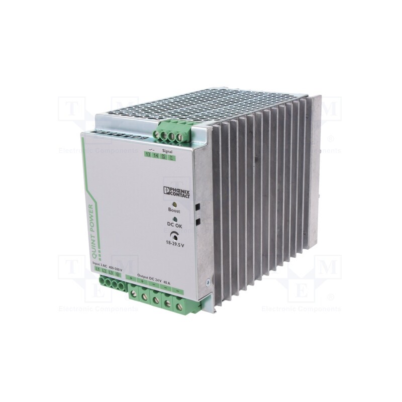 1 pcs x PHOENIX CONTACT - 2866802 - Power supply: switched-mode, 960W, 24VDC, 40A, IP20, 96x130x176mm