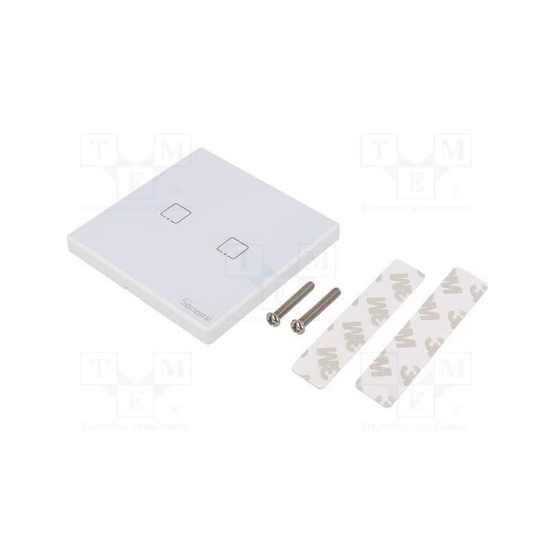 1 pcs x SONOFF - T2EU2C-RF - Touch switch, T2EU-RF, glued,screw, IP00, -10÷40°C, 433MHz