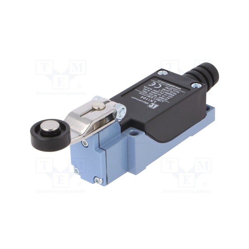 1 pcs x SPAMEL - LK\104 - Limit switch, lever R 30mm, plastic roller Ø18mm, NO + NC, 5A