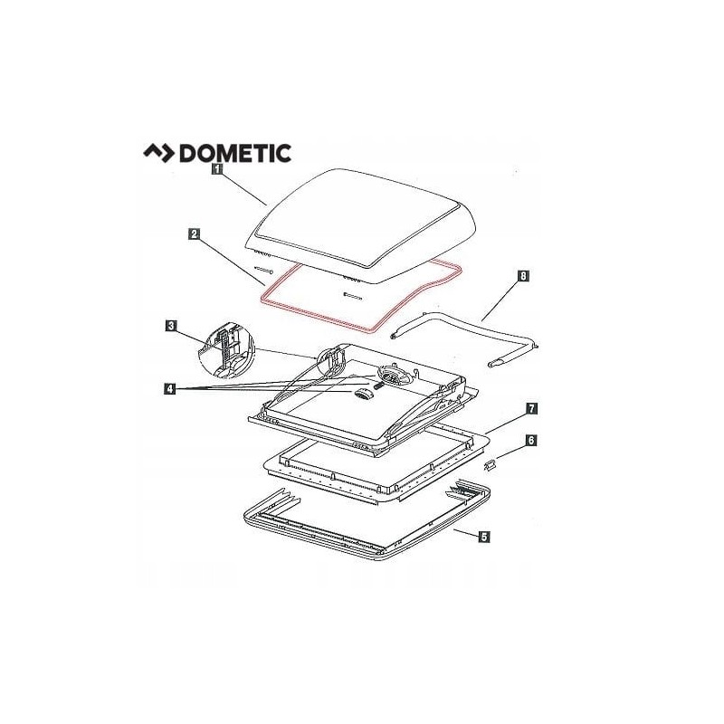 Rubber window seal 40x40 Dometic Mini Heki