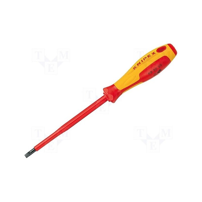 1 pcs x KNIPEX - 98 20 25 - Screwdriver, insulated, slot, 2,5x0,4mm, Blade length: 75mm, 1kVAC