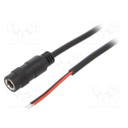 1 pcs x SUNNY - ECP40R2155STST - Cable, 2x0.5mm2, wires,DC 5,5/2,1 plug, straight, black, 4m