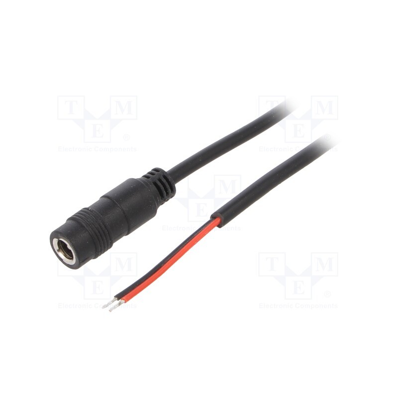 1 pcs x SUNNY - ECP40R2155STST - Cable, 2x0.5mm2, wires,DC 5,5/2,1 plug, straight, black, 4m