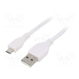 1 pcs x GEMBIRD - CCP-MUSB2-AMBM-6-W - Cable, USB 2.0, USB A plug,USB B micro plug, gold-plated, 1.8m