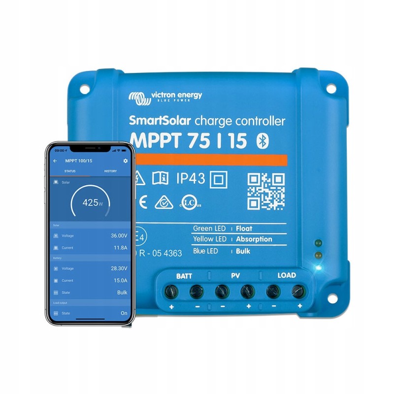 Smart 75v 15a bluetooth charging controller