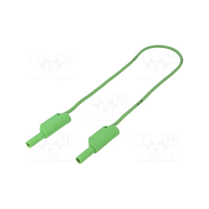 1 pcs x SCHu00dcTZINGER - VSFK 6000 / 2.5 / 50 / GN - Test lead, 32A, banana plug 4mm,both sides, Len: 0.5m, green