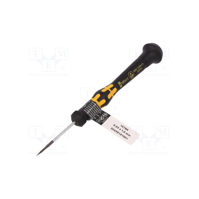 1 pcs x WERA - 5030101001 - Screwdriver, slot, precision, 1,5x0,23mm, ESD, Blade length: 40mm