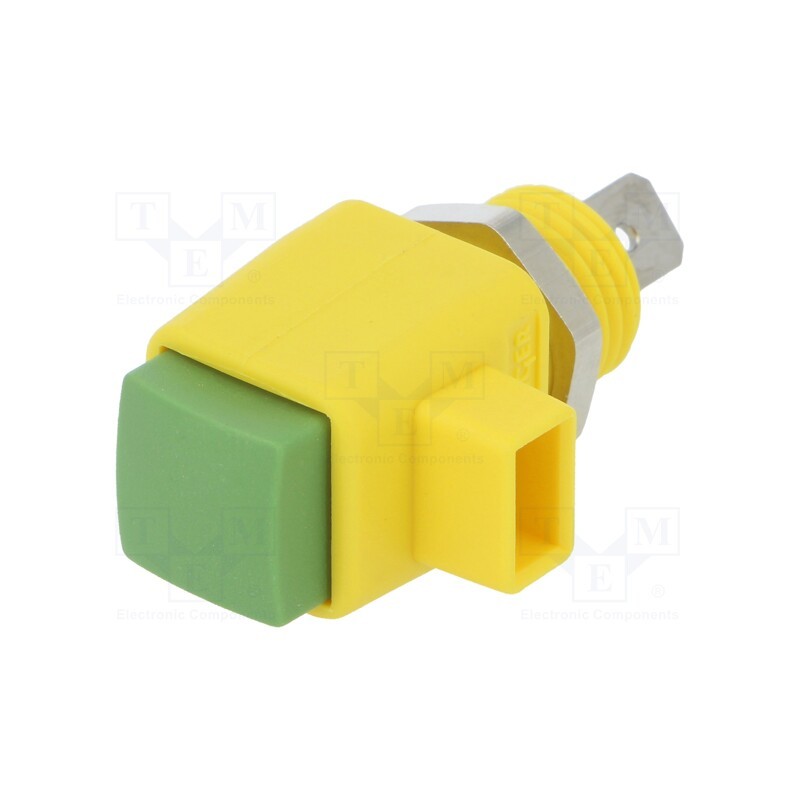 1 pcs x SCHu00dcTZINGER - ESD 798 / GNGE - Laboratory clamp, yellow-green, 300VDC, 16A, screw, nickel, L: 44mm