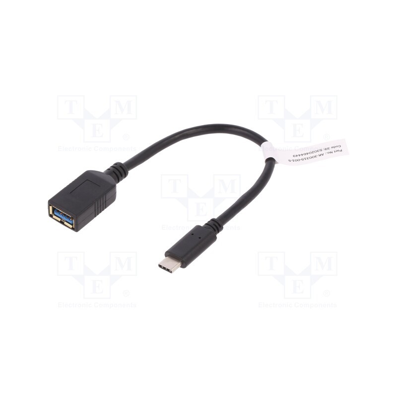 1 pcs x DIGITUS - AK-300315-001-S - Cable, USB 3.0, USB A socket,USB C plug, nickel plated, 150mm