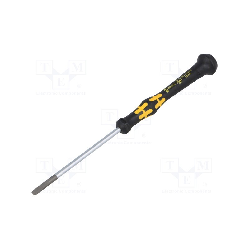 1 pcs x WERA - 5030106001 - Screwdriver, slot, precision, 3,5x0,6mm, ESD, Blade length: 80mm