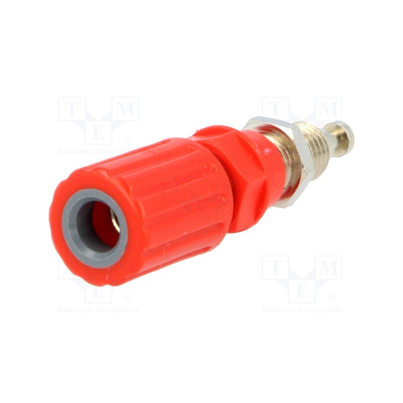 1 pcs x SCHu00dcTZINGER - POL 6718 NI / RT - Socket, 4mm banana, 36A, 33VAC, 70VDC, red, soldered, -20÷80°C