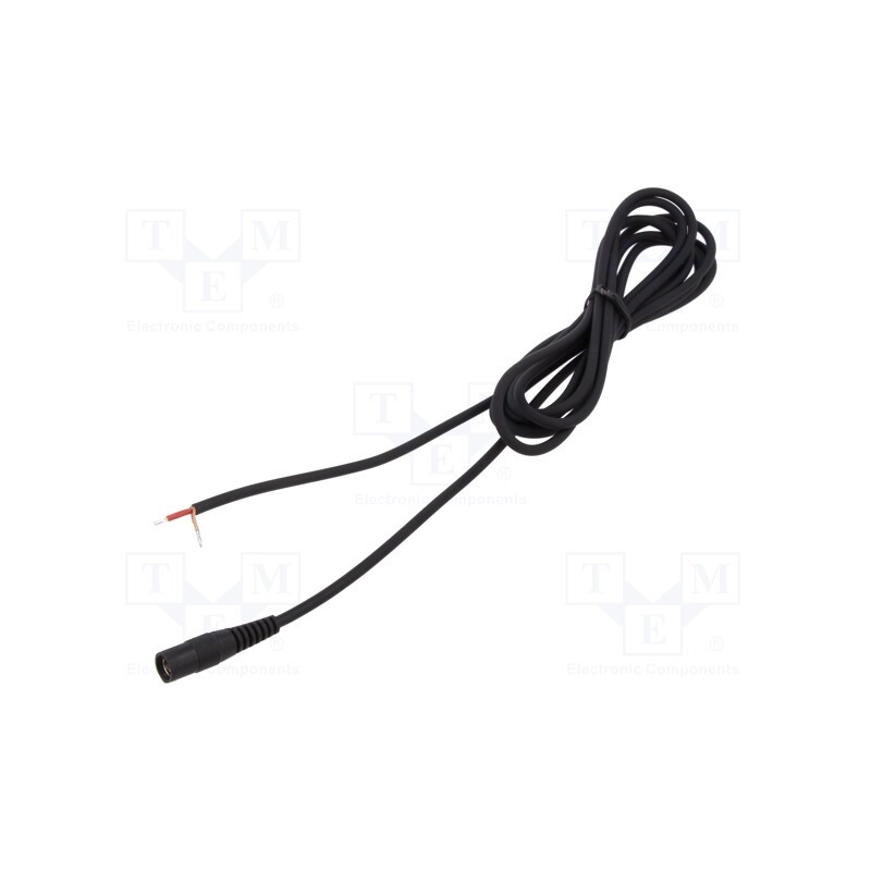 1 pcs x WEST POL - S25-TT-C100-500BK - Cable, 1x1mm2, wires,DC 5,5/2,5 socket, straight, black, 5m