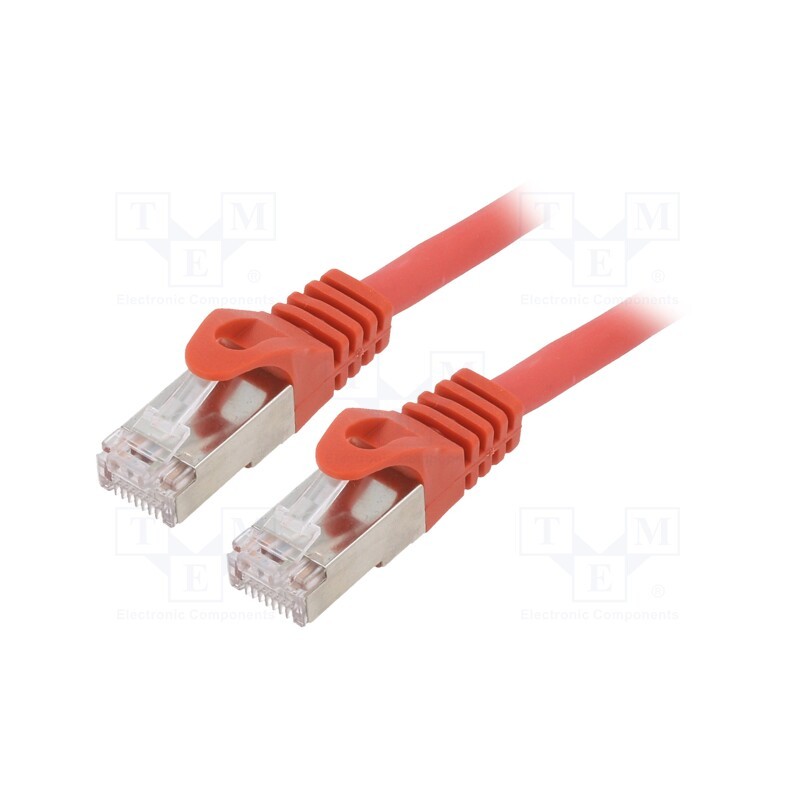 1 pcs x GEMBIRD - PP6A-LSZHCU-R-2M - Patch cord, S/FTP, 6a, solid, Cu, LSZH, red, 2m, 27AWG, Øcable: 5.8mm