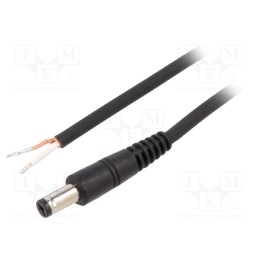 1 pcs x WEST POL - P55-TT-C075-150BK - Cable, 1x0.75mm2, wires,DC 5,5/1,7 plug, straight, black, 1.5m