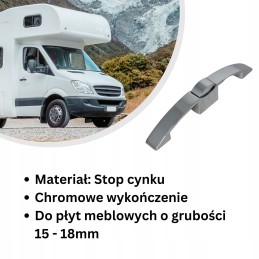 Pushlock cabinet lock, snap handle, camper trailer, chrome