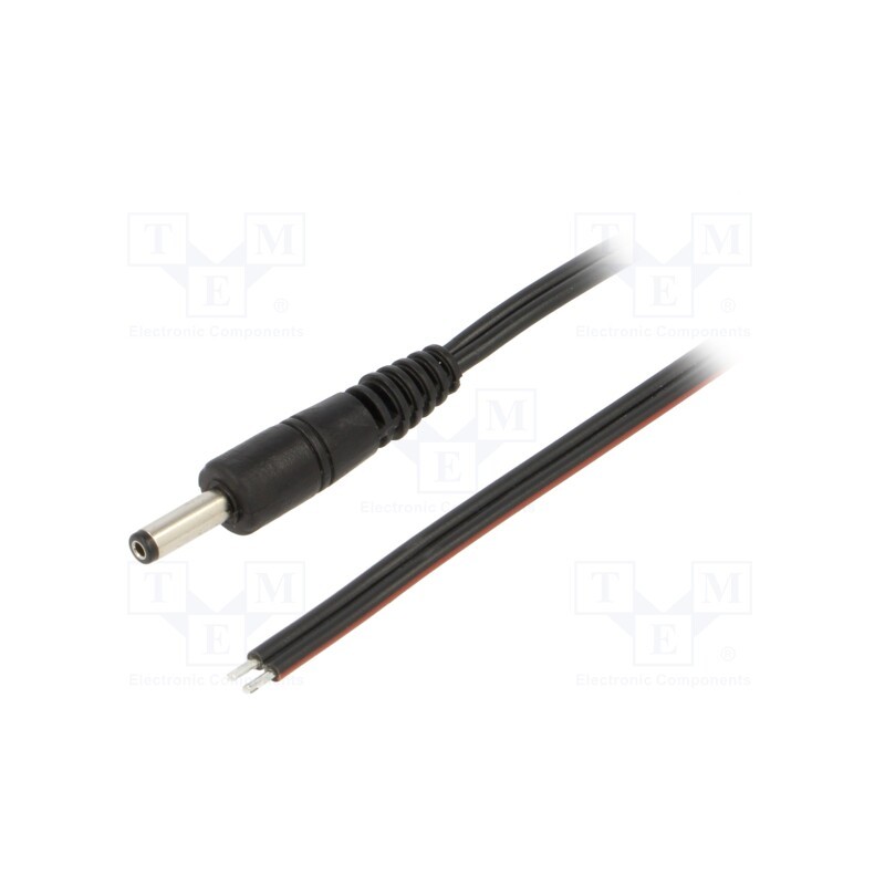 1 pcs x WEST POL - P40-TT-T075-050BK - Cable, 2x0.75mm2, wires,DC 4,0/1,7 plug, straight, black, 0.5m