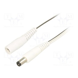 1 pcs x WEST POL - P21-C21-T050-300WH - Cable, 2x0.5mm2, DC 5,5/2,1 plug,DC 5,5/2,1 socket, straight