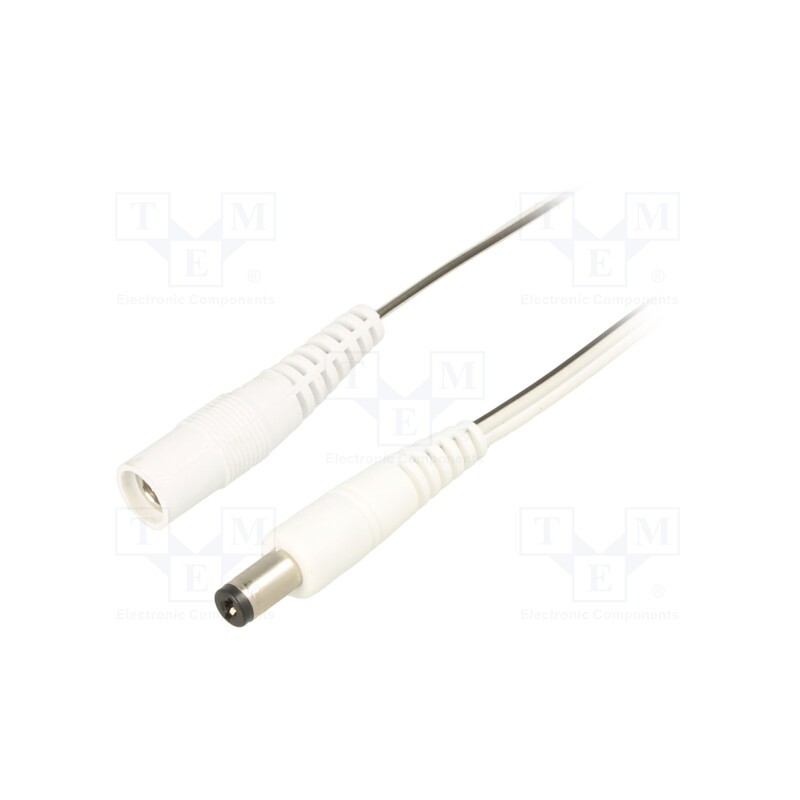1 pcs x WEST POL - P21-C21-T050-300WH - Cable, 2x0.5mm2, DC 5,5/2,1 plug,DC 5,5/2,1 socket, straight