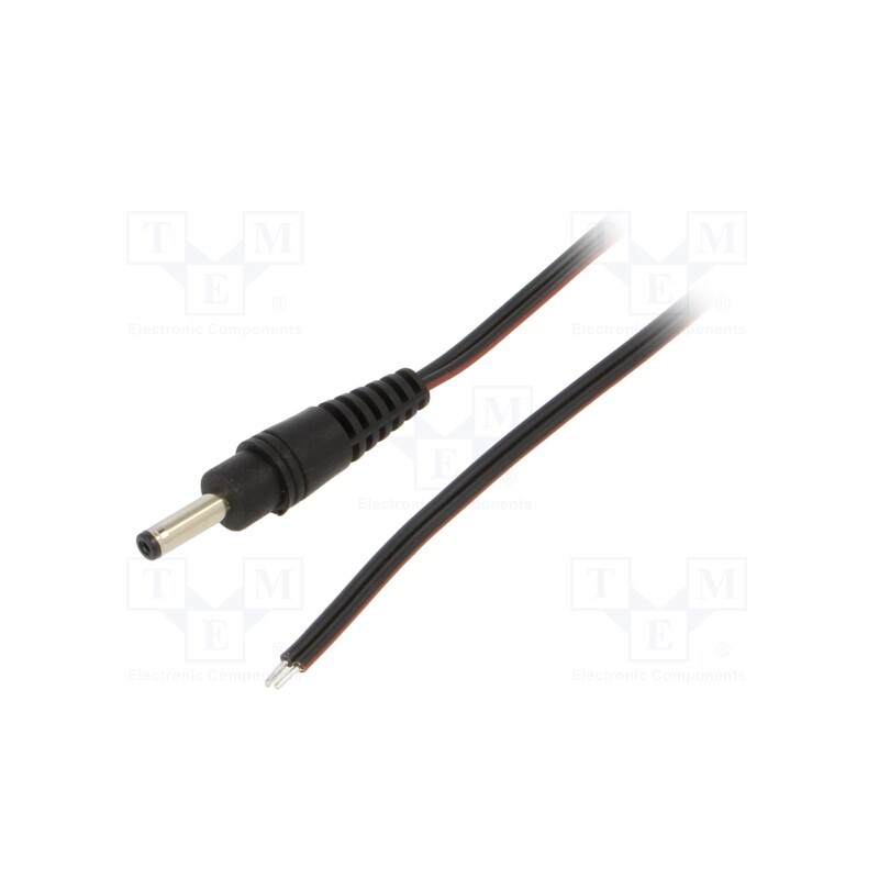 1 pcs x WEST POL - P13-TT-T035-050BK - Cable, 2x0.35mm2, wires,DC 3,5/1,3 plug, straight, black, 0.5m