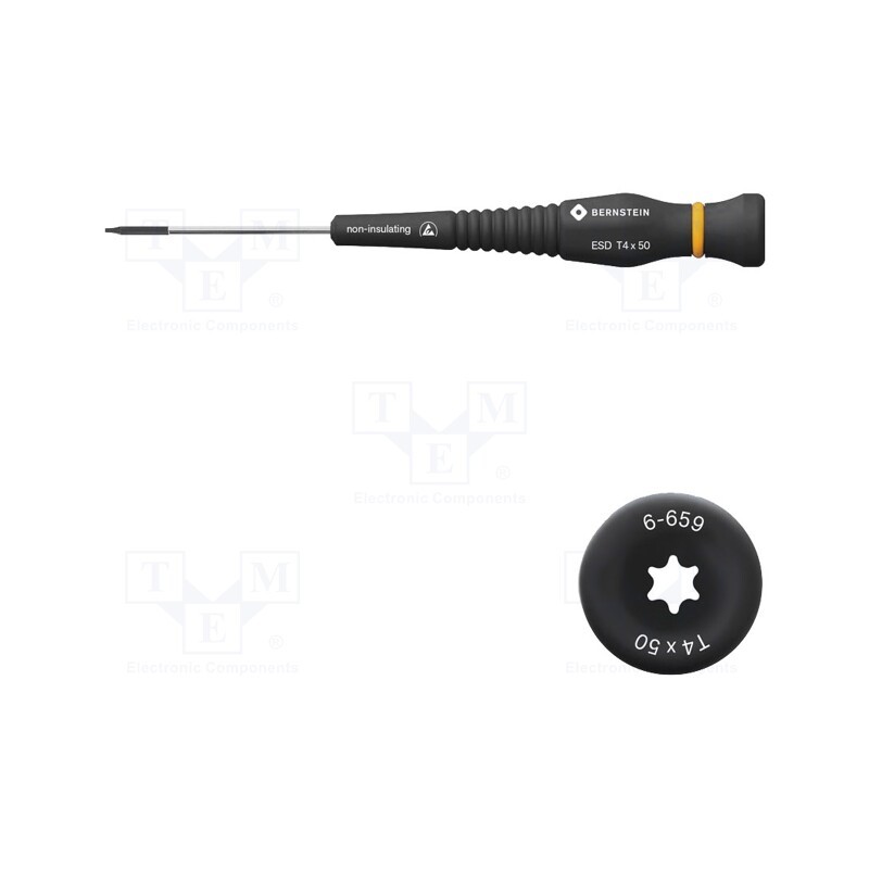 1 pcs x BERNSTEIN - 6-659 - Screwdriver, Torx®, precision, TX04, ESD, Blade length: 50mm
