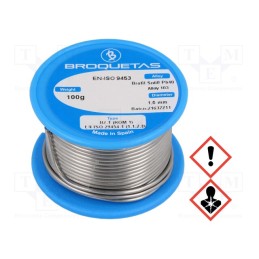 1 pcs x BROQUETAS - BROFIL 60 B2.1 1.5MM 100G - Soldering wire, Sn60Pb40, 1.5mm, 0.1kg, lead-based, reel