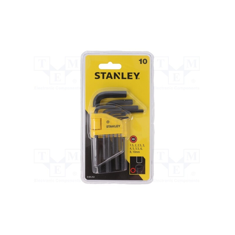 1 set x STANLEY - 0-69-253 - Wrenches set, hex key, Plating: black finish, 10pcs.
