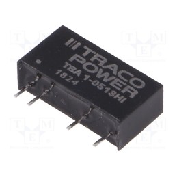 1 pcs x TRACO POWER - TBA 1-0513HI - Converter: DC/DC, 1W, Uin: 4.5÷5.5V, Uout: 15VDC, Iout: 66mA, SIP7