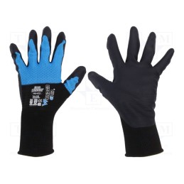 1 set x WONDER GRIP - 52797 - Protective gloves, Size: 10,XL, black/blue, latex,polyester