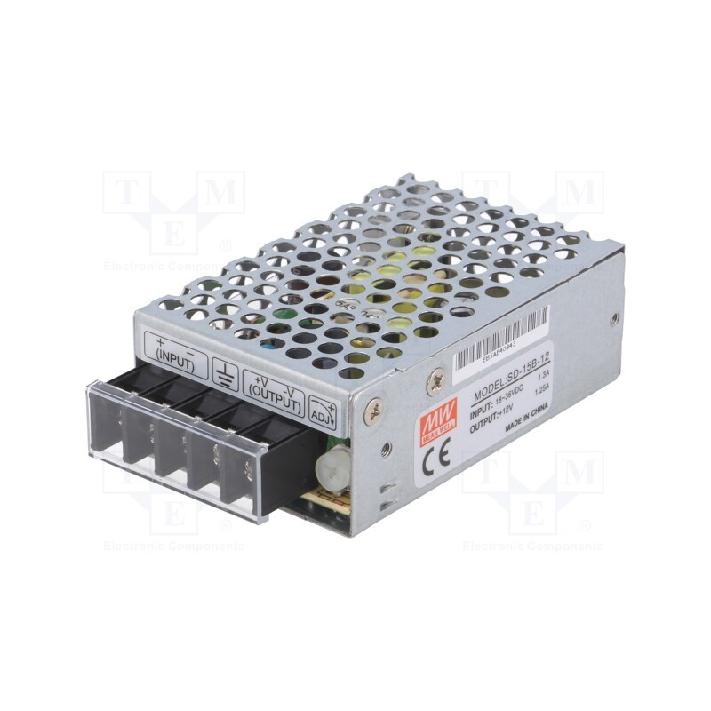 1 pcs x MEAN WELL - SD-15B-12 - Converter: DC/DC, 15W, Uin: 18÷36V, Uout: 12VDC, Iout: 1.25A, SD