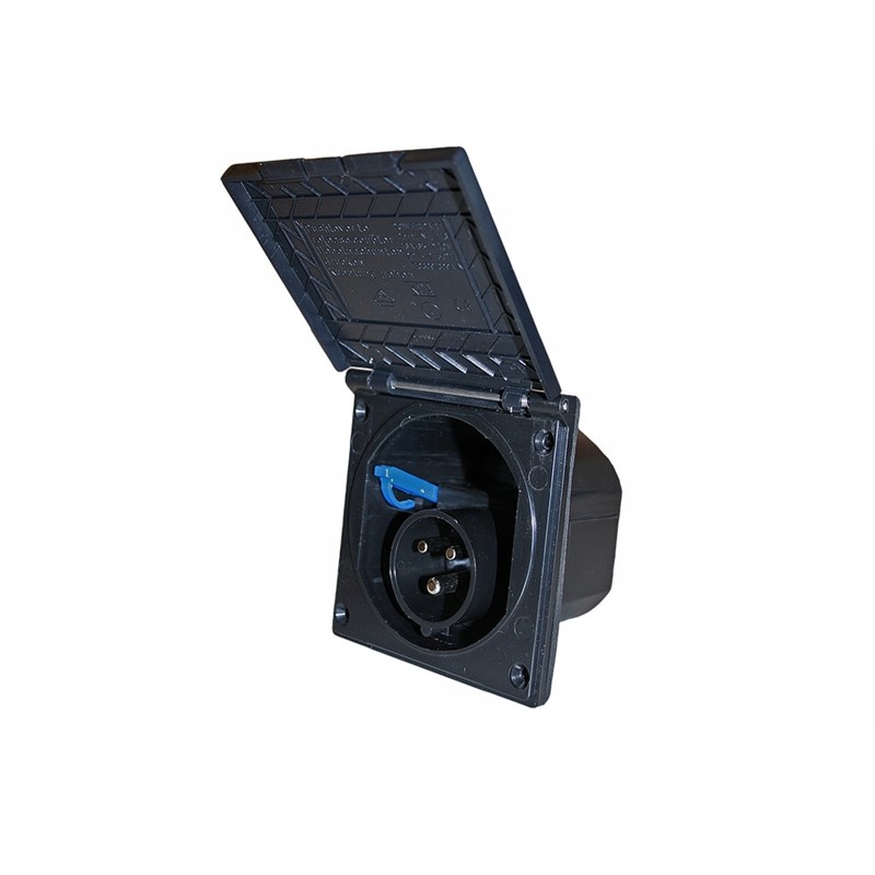Black 230v CEE socket for a Haba camper trailer