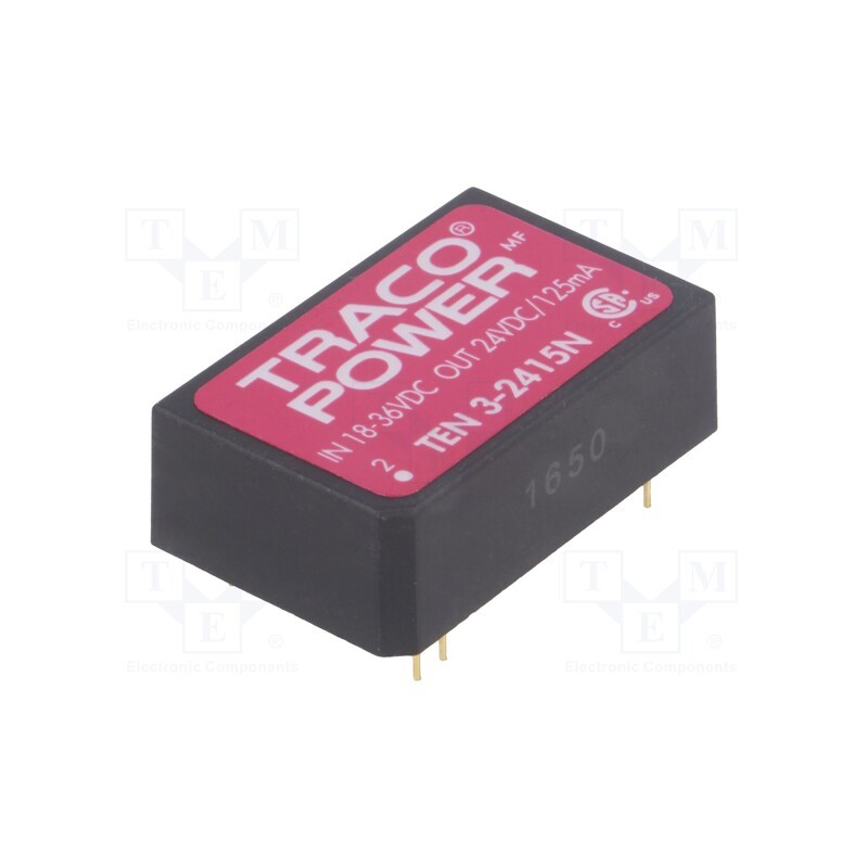 1 pcs x TRACO POWER - TEN 3-2415N - Converter: DC/DC, 3W, Uin: 18÷36V, Uout: 24VDC, Iout: 125mA, DIP24