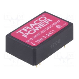 1 pcs x TRACO POWER - TEN 3-2411 - Converter: DC/DC, 3W, Uin: 18÷36V, Uout: 5VDC, Iout: 500mA, DIP24