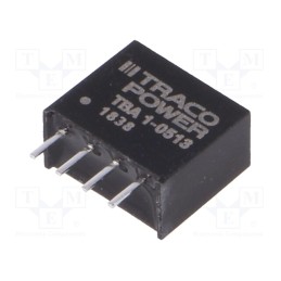 1 pcs x TRACO POWER - TBA 1-0513 - Converter: DC/DC, 1W, Uin: 4.5÷5.5V, Uout: 15VDC, Iout: 65mA, SIP4