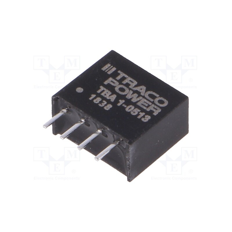 1 pcs x TRACO POWER - TBA 1-0513 - Converter: DC/DC, 1W, Uin: 4.5÷5.5V, Uout: 15VDC, Iout: 65mA, SIP4