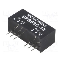 1 pcs x MEAN WELL - SPB09C-15 - Converter: DC/DC, 9W, Uin: 36÷75V, Uout: 15VDC, Iout: 0÷600mA, SIP8