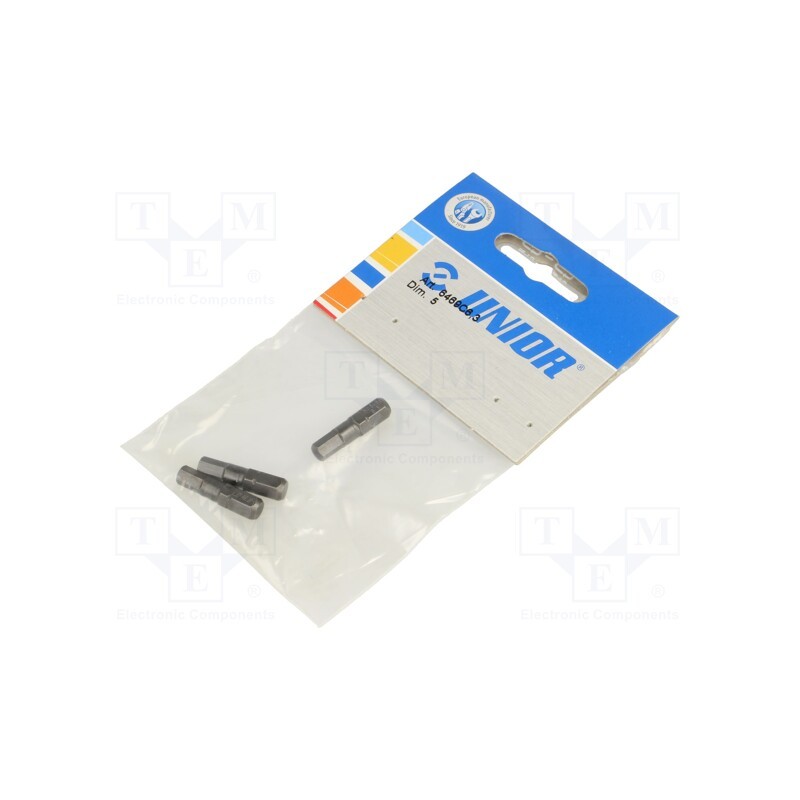 1 pcg x UNIOR - 602403 - Screwdriver bit, hex key, HEX 5mm, Overall len: 25mm, 3pcs.