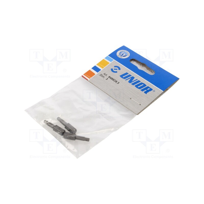 1 pcg x UNIOR - 602401 - Screwdriver bit, hex key, HEX 3mm, Overall len: 25mm, 3pcs.