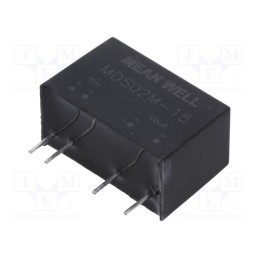 1 pcs x MEAN WELL - MDS02M-15 - Converter: DC/DC, 2W, Uin: 10.8÷13.2V, Uout: 15VDC, Iout: 133mA, SIP7