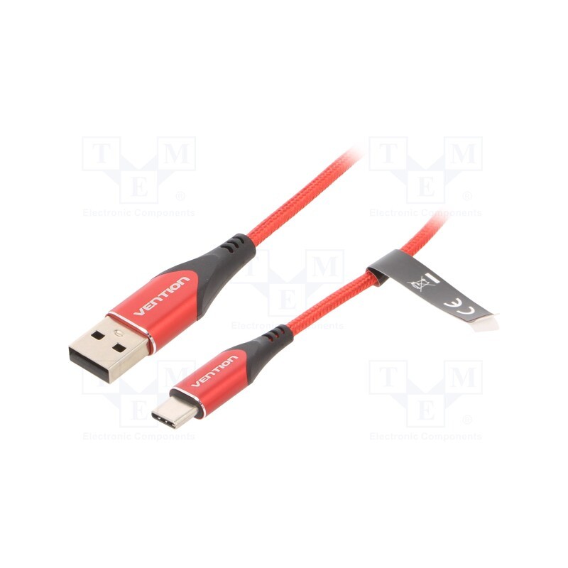1 pcs x VENTION - CODRH - Cable, USB 2.0, USB A plug,USB C plug, nickel plated, 2m, red