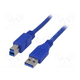 1 pcs x AKYGA - AK-USB-09 - Cable, USB 3.0, USB A plug,USB B plug, nickel plated, 1.8m, blue