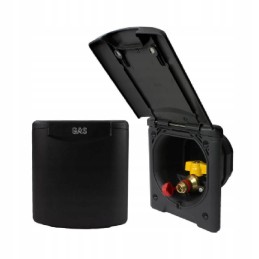 External gas socket with flap for a camper, black