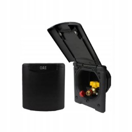 External gas socket with flap for a camper, black