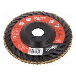 1 pcs x Milwaukee - 4932472233 - Flap grinding wheels, Ø: 125mm, Øhole: 22.2mm, Granularity: 80