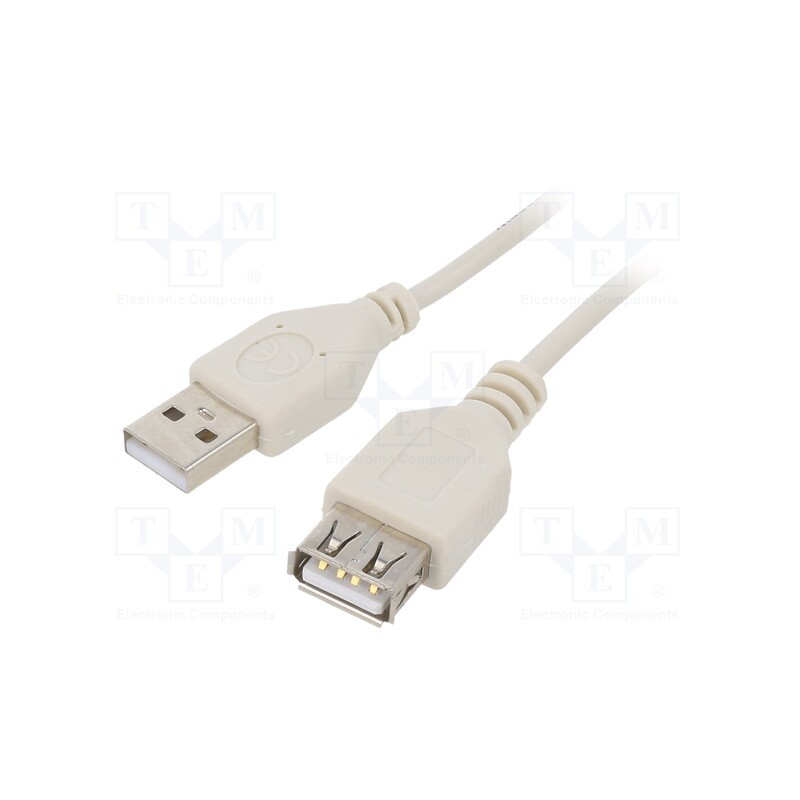 1 pcs x GEMBIRD - CC-USB2-AMAF-75CM/300 - Cable, USB 2.0, USB A socket,USB A plug, 0.75m, beige, PVC