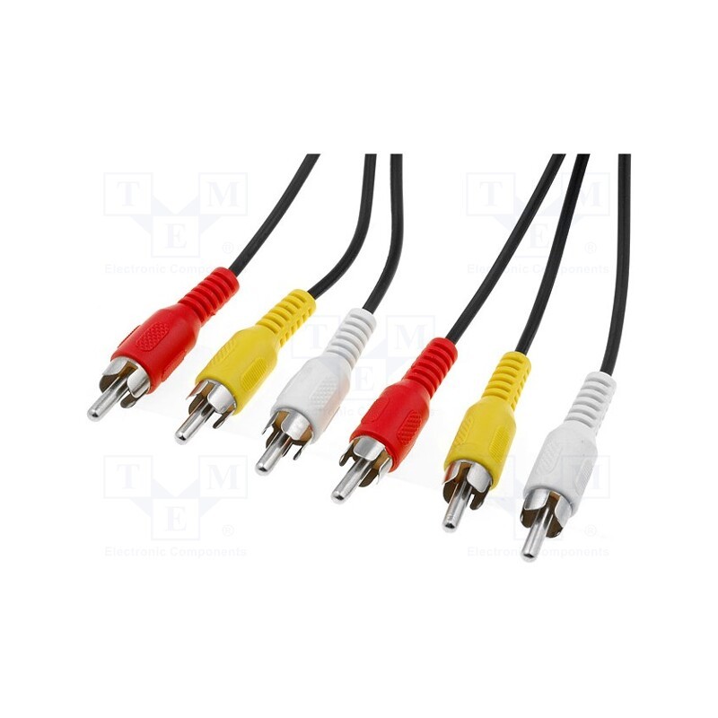 1 pcs x Goobay - 50380 - Cable, RCA plug x3,both sides, 1.5m, Plating: nickel plated