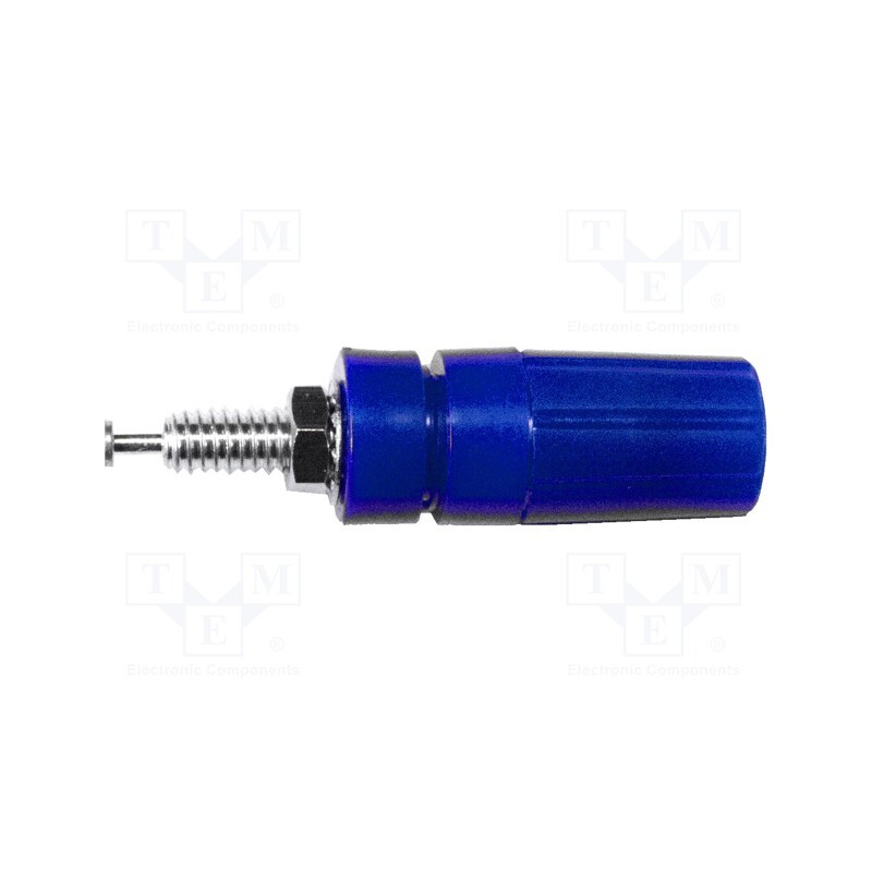 1 pcs x MUELLER ELECTRIC - BU-P3760-6 - Socket, 4mm banana, 15A, 2.5kV, blue, nickel plated, on panel