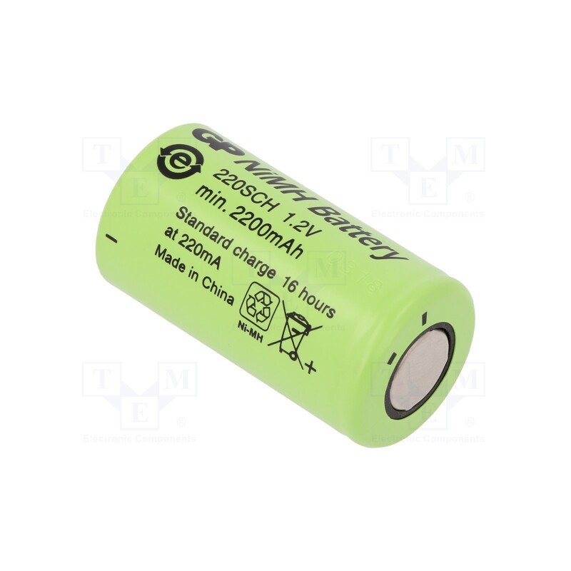 1 pcs x GP - GP220SCH - Re-battery: Ni-MH, SubC, 1.2V, 2200mAh, Ø23x43mm
